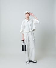 RSJGA01490 TRUNK HIROKO KOSHINO(ヒロココシノ) ラインテープタフタシャツ/洗える アイボリー