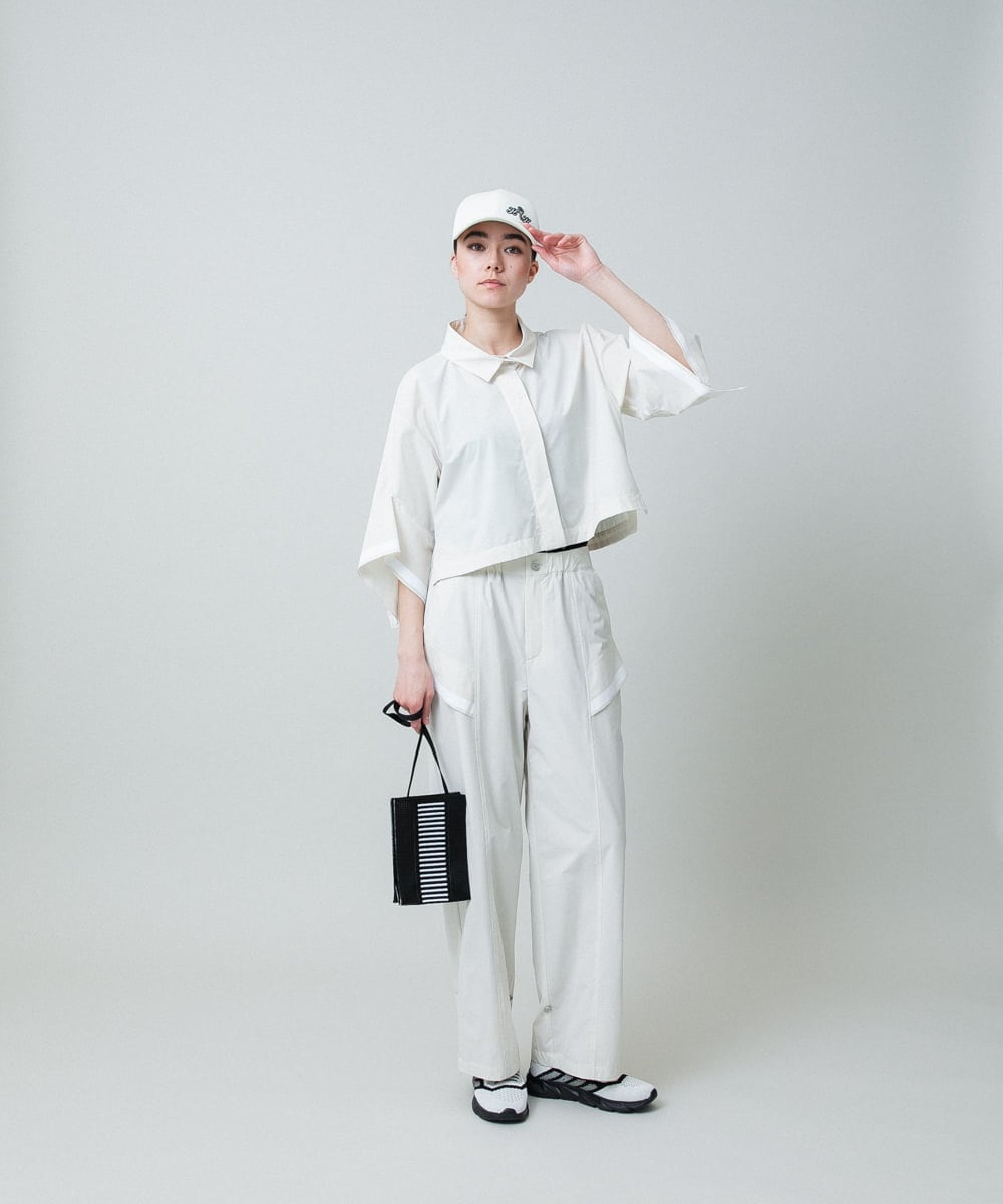 RSJGA01490 TRUNK HIROKO KOSHINO(ヒロココシノ) ラインテープタフタシャツ/洗える アイボリー