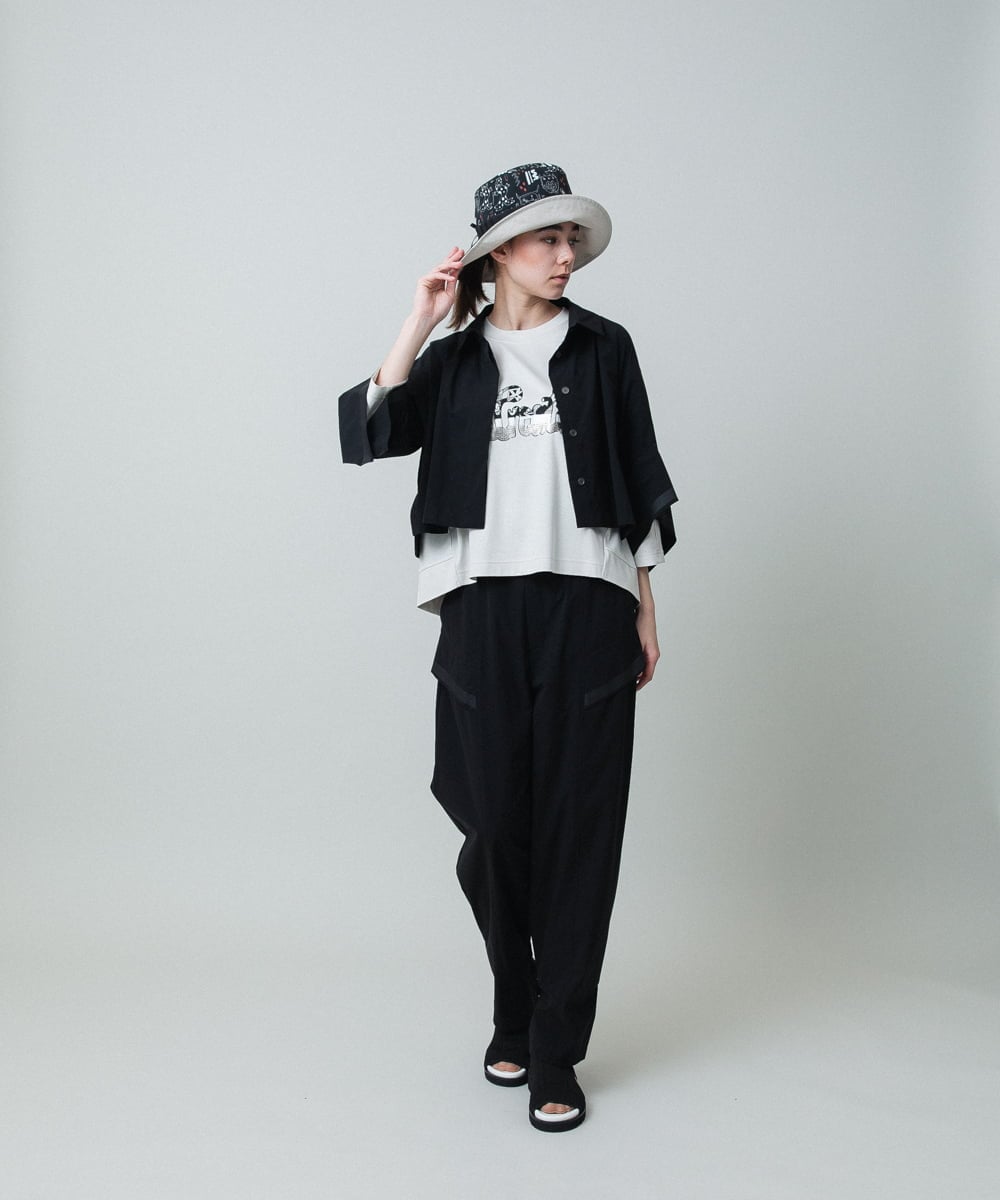 RSJGA01490 TRUNK HIROKO KOSHINO(ヒロココシノ) ラインテープタフタシャツ/洗える アイボリー