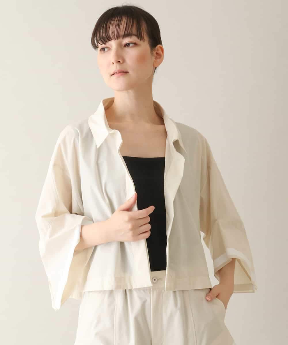 RSJGA01490 TRUNK HIROKO KOSHINO(ヒロココシノ) ラインテープタフタシャツ/洗える アイボリー