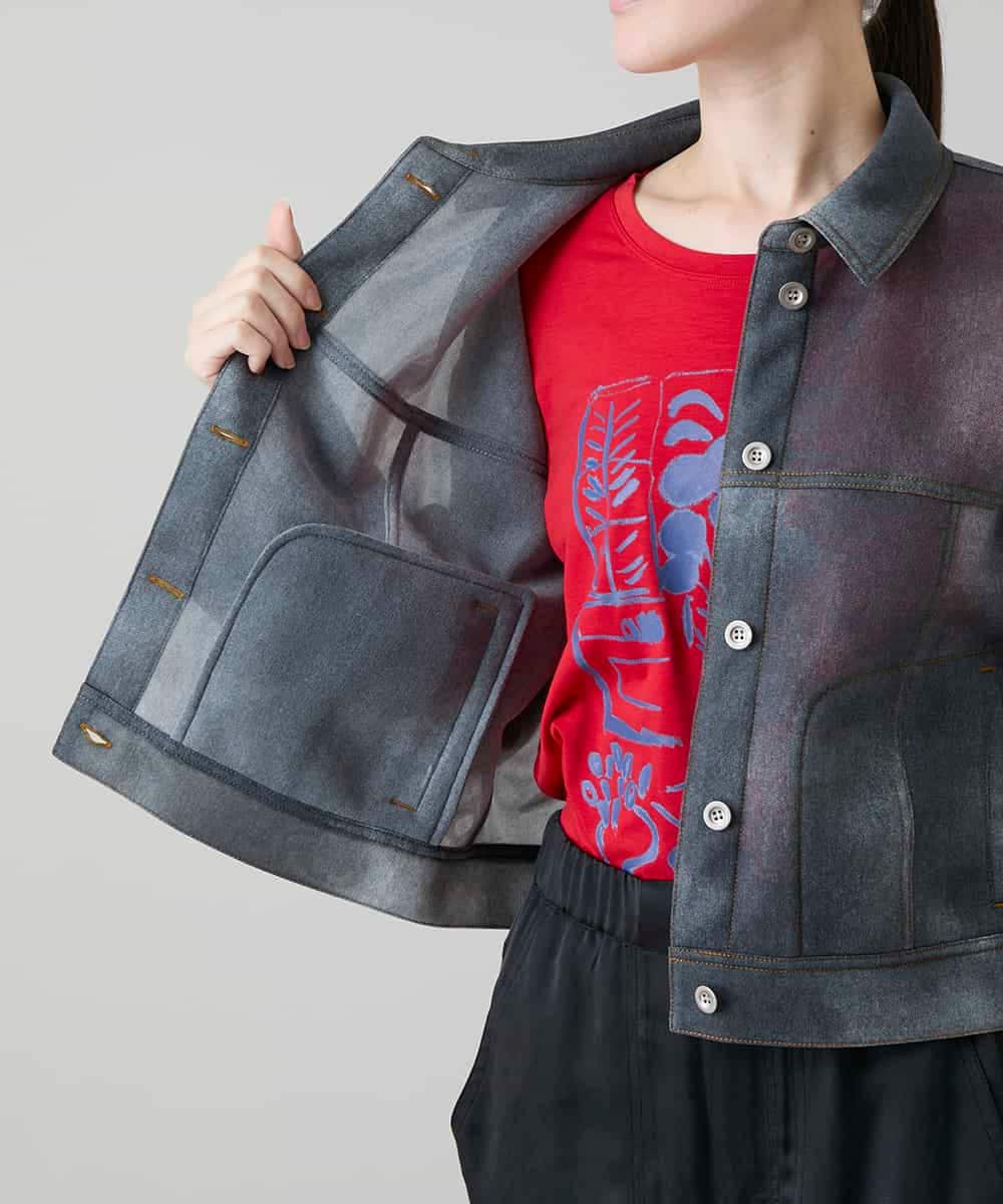 RSJGD01590 TRUNK HIROKO KOSHINO(ヒロココシノ) Gジャンライクシアージャケット ネイビー