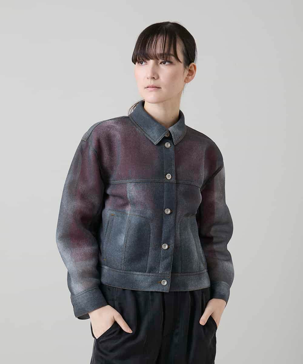 RSJGD01590 TRUNK HIROKO KOSHINO(ヒロココシノ) Gジャンライクシアージャケット ネイビー