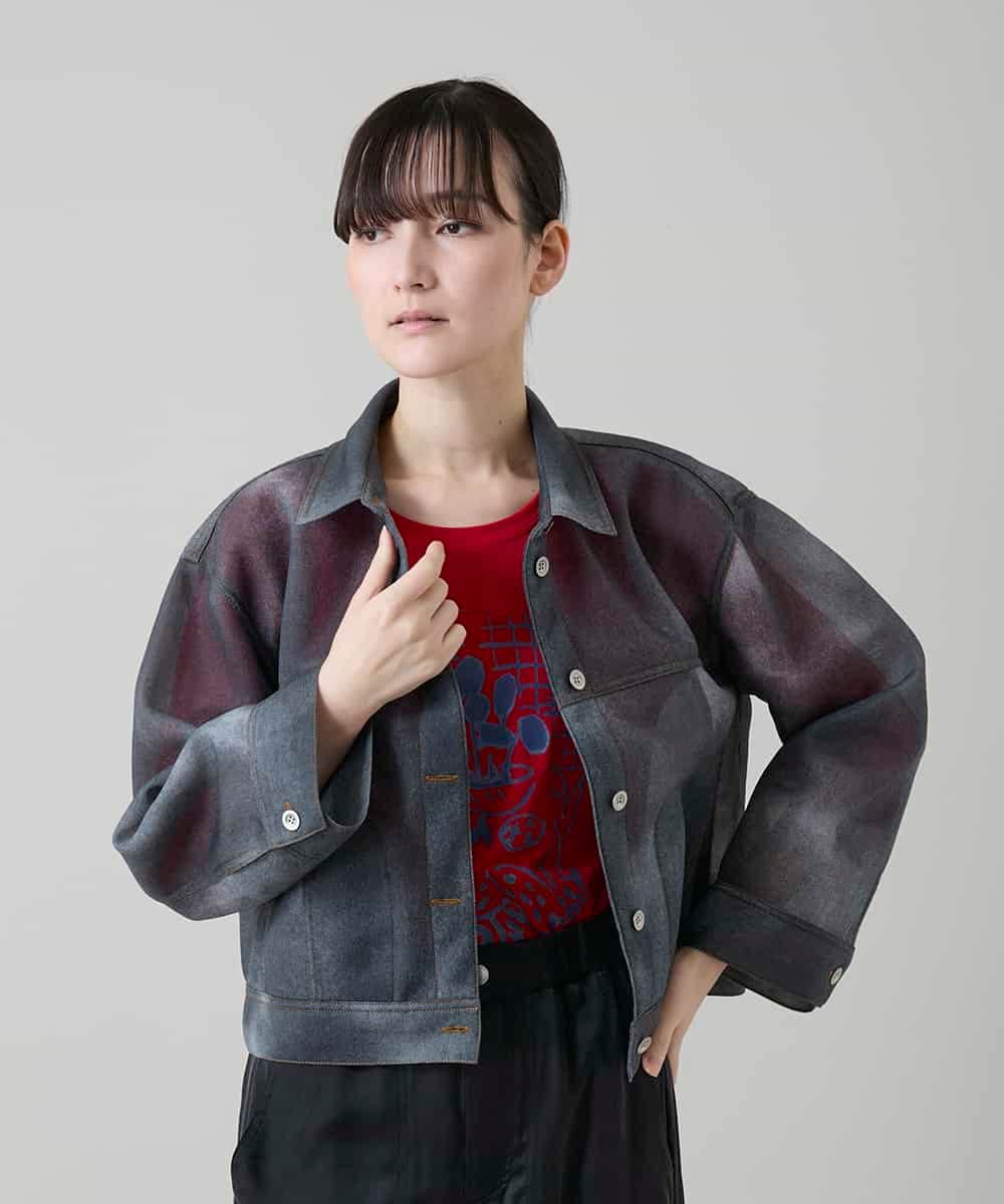 RSJGD01590 TRUNK HIROKO KOSHINO(ヒロココシノ) Gジャンライクシアージャケット ネイビー