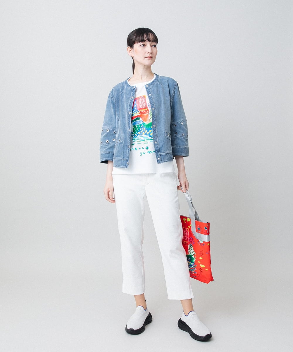 RSJGE01490 TRUNK HIROKO KOSHINO(ヒロココシノ) アイレットストレッチデニムジャケット /洗える ライトブルー