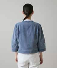 RSJGE01490 TRUNK HIROKO KOSHINO(ヒロココシノ) アイレットストレッチデニムジャケット /洗える ライトブルー