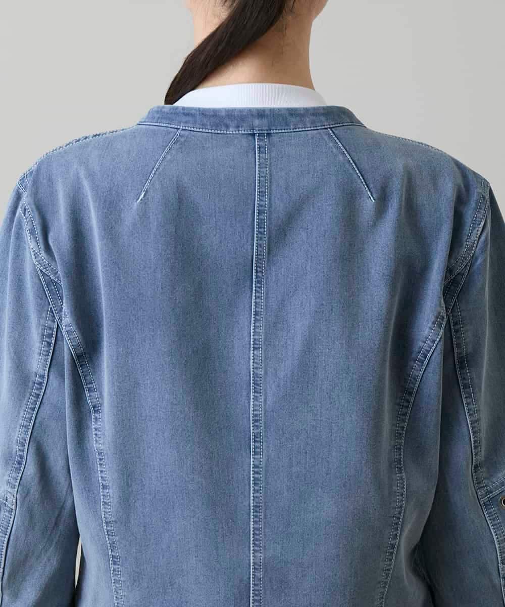 RSJGE01490 TRUNK HIROKO KOSHINO(ヒロココシノ) アイレットストレッチデニムジャケット /洗える ライトブルー
