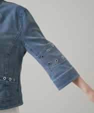 RSJGE01490 TRUNK HIROKO KOSHINO(ヒロココシノ) アイレットストレッチデニムジャケット /洗える ライトブルー