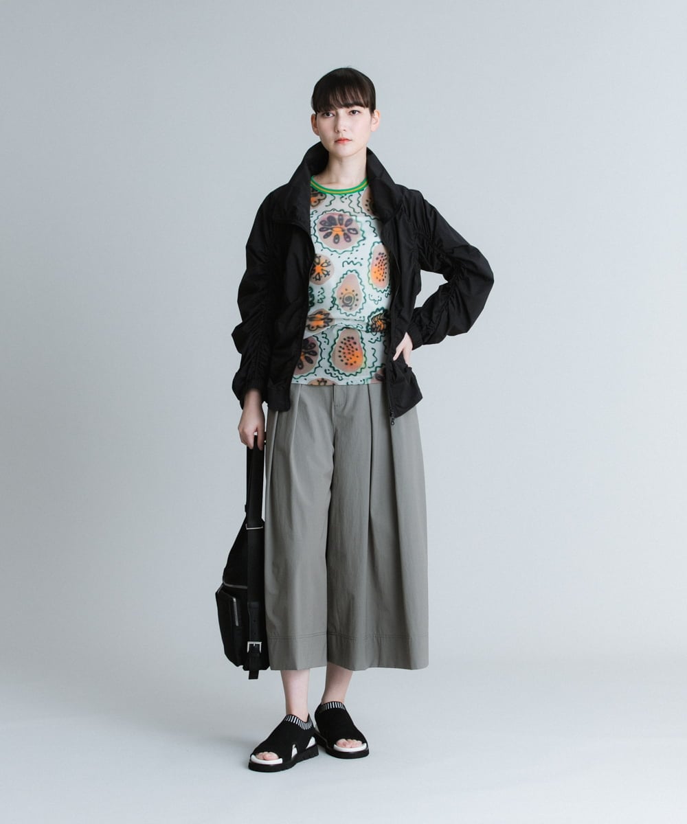 RSJGS06490 TRUNK HIROKO KOSHINO(ヒロココシノ) 【洗濯機で洗える】ドロストギャザーダブルジップジャケット ライトイエロー