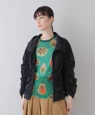 RSJGS06490 TRUNK HIROKO KOSHINO(ヒロココシノ) 【洗濯機で洗える】ドロストギャザーダブルジップジャケット ブラック
