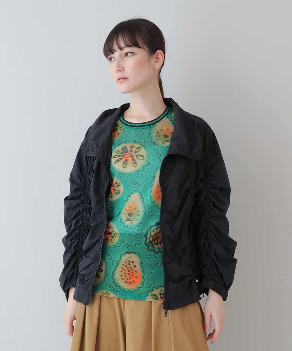RSJGS06490 TRUNK HIROKO KOSHINO(ヒロココシノ) 【洗濯機で洗える】ドロストギャザーダブルジップジャケット ブラック