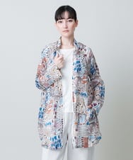 RSJHB04790 TRUNK HIROKO KOSHINO(ヒロココシノ) ペンギンプリントナイロンコート/洗える アイボリー