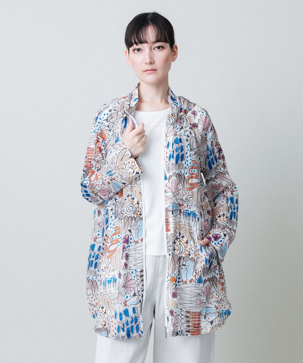 RSJHB04790 TRUNK HIROKO KOSHINO(ヒロココシノ) ペンギンプリントナイロンコート/洗える アイボリー