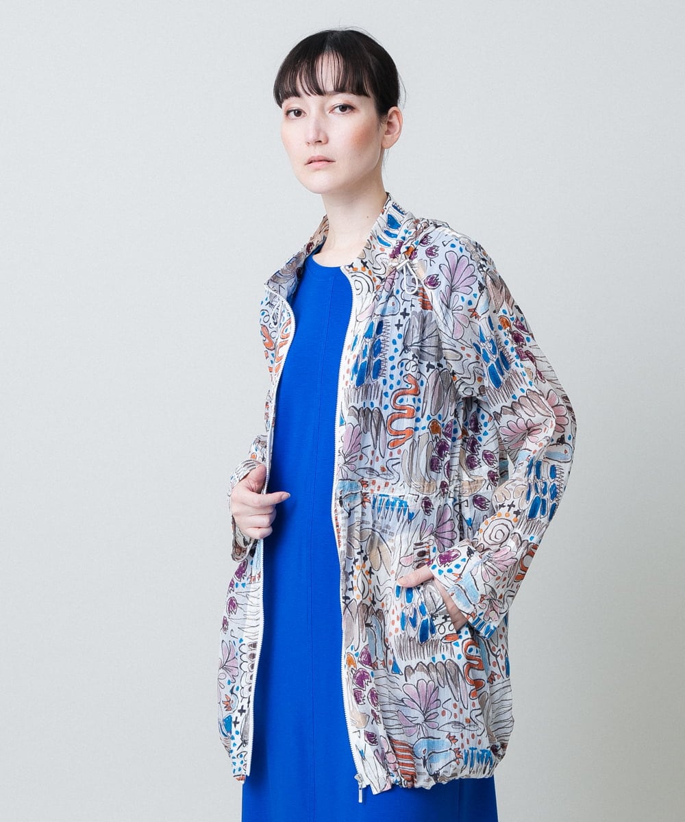 RSJHB04790 TRUNK HIROKO KOSHINO(ヒロココシノ) ペンギンプリントナイロンコート/洗える アイボリー