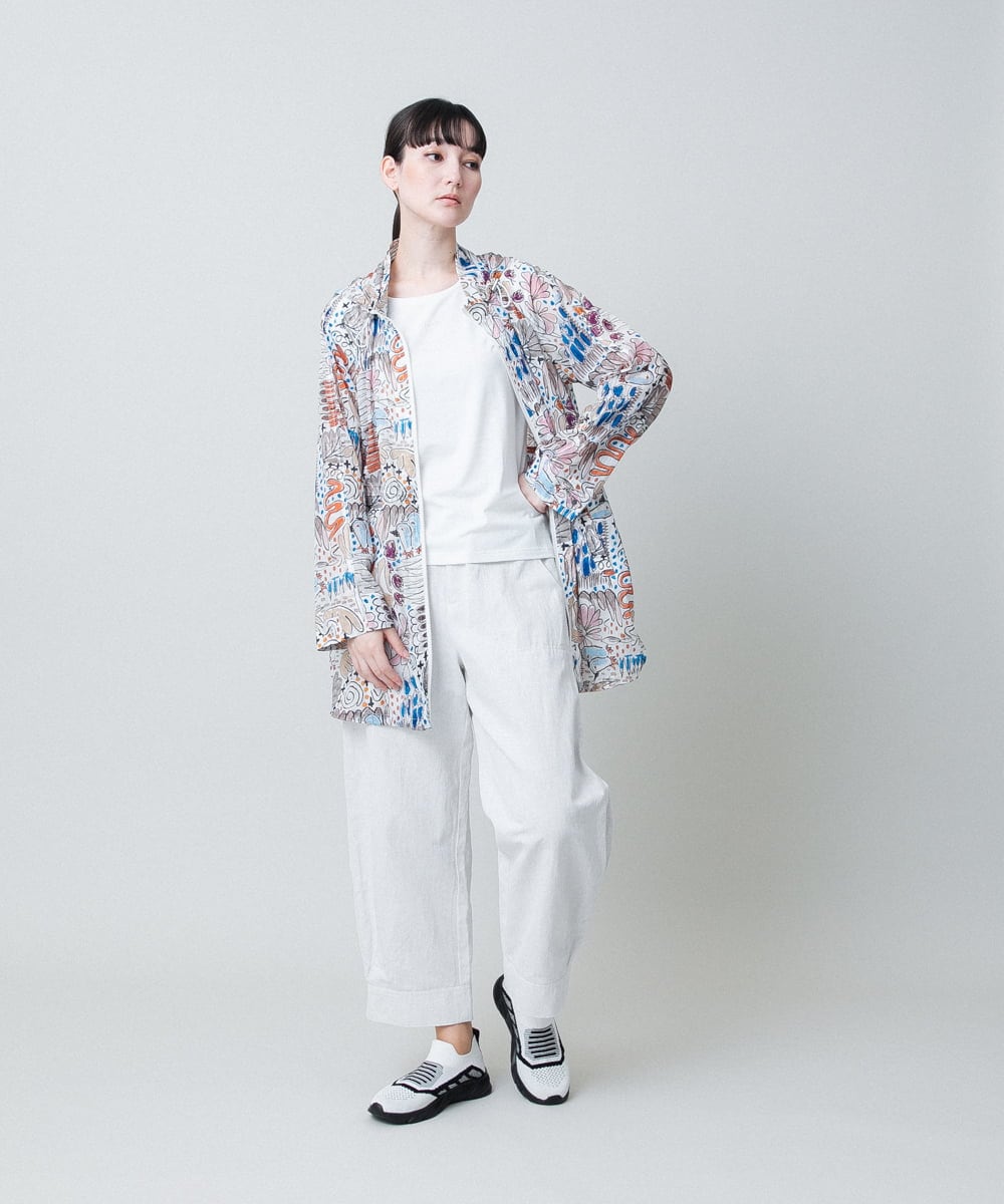 RSJHB04790 TRUNK HIROKO KOSHINO(ヒロココシノ) ペンギンプリントナイロンコート/洗える アイボリー