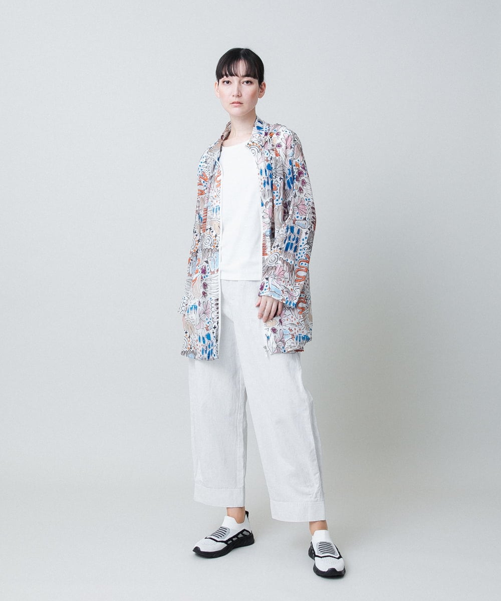 RSJHB04790 TRUNK HIROKO KOSHINO(ヒロココシノ) ペンギンプリントナイロンコート/洗える アイボリー