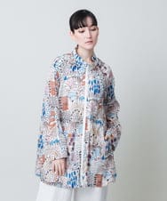 RSJHB04790 TRUNK HIROKO KOSHINO(ヒロココシノ) ペンギンプリントナイロンコート/洗える アイボリー