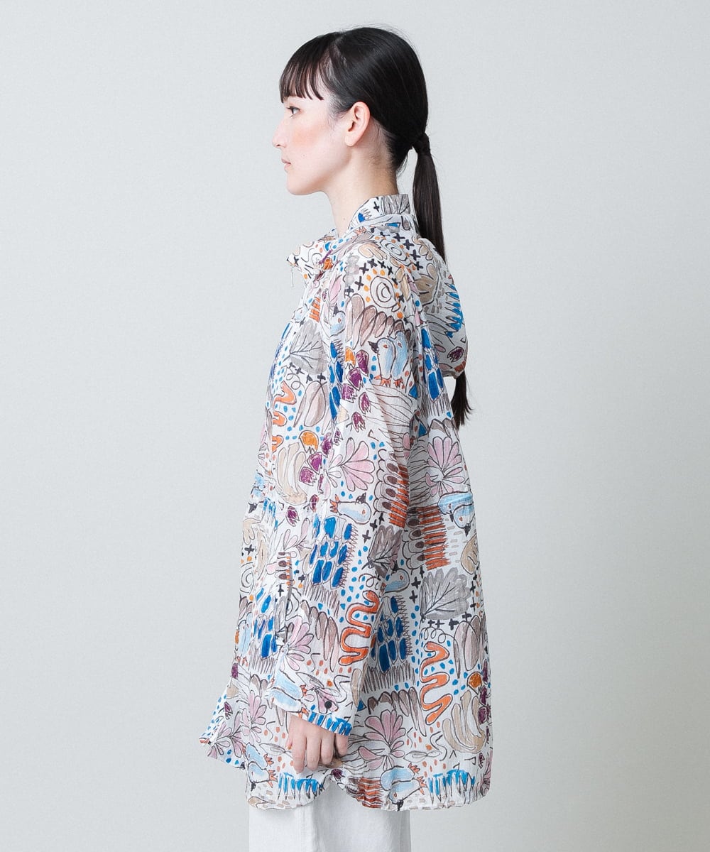 RSJHB04790 TRUNK HIROKO KOSHINO(ヒロココシノ) ペンギンプリントナイロンコート/洗える アイボリー
