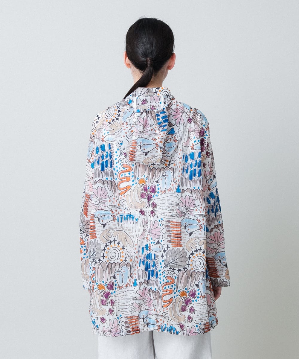 RSJHB04790 TRUNK HIROKO KOSHINO(ヒロココシノ) ペンギンプリントナイロンコート/洗える アイボリー