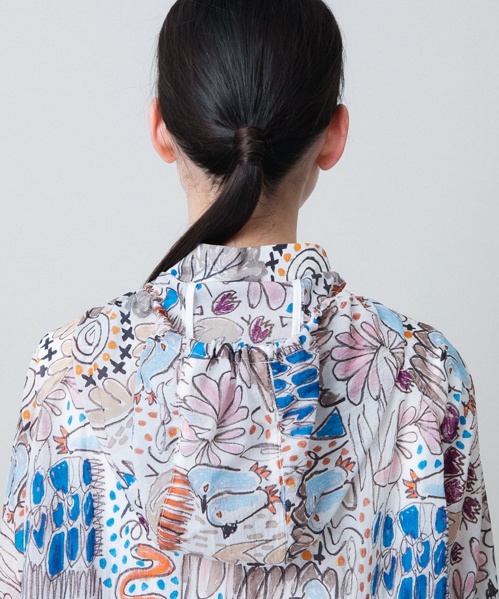 RSJHB04790 TRUNK HIROKO KOSHINO(ヒロココシノ) ペンギンプリントナイロンコート/洗える アイボリー