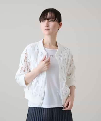 RSJHE04560 TRUNK HIROKO KOSHINO ロゴレースショートブルゾン/洗える
