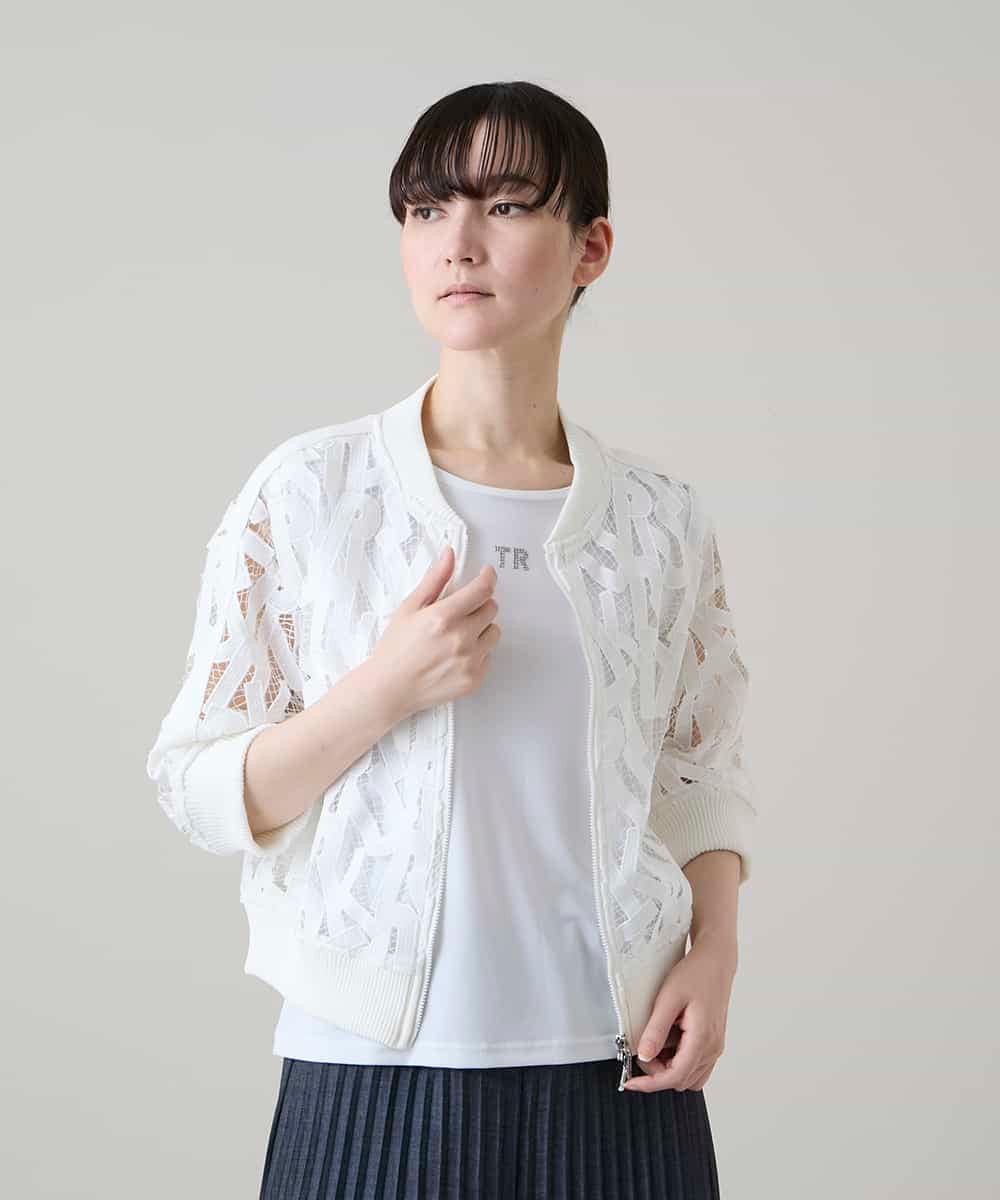 RSJHE04560 TRUNK HIROKO KOSHINO ロゴレースショートブルゾン/洗える