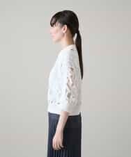 RSJHE04560 TRUNK HIROKO KOSHINO(ヒロココシノ) ロゴレースショートブルゾン/洗える ホワイト