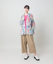 RSJHE08630 TRUNK HIROKO KOSHINO(ヒロココシノ) ルーム総柄プリントフードブルゾン/洗える アイボリー