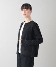 RSJIB01490 TRUNK HIROKO KOSHINO(ヒロココシノ) 異素材ノーカラージャケット/洗える ブラック