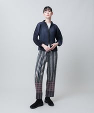 RSJJB01530 TRUNK HIROKO KOSHINO(ヒロココシノ) デニムライクプリーツジャケット/洗える ネイビー