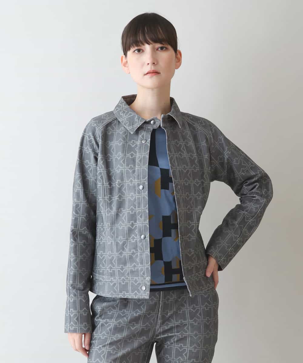 RSJJT42630 TRUNK HIROKO KOSHINO(ヒロココシノ) 【洗濯機で洗える】ハイテンションツイルHKロゴジャケット グレー