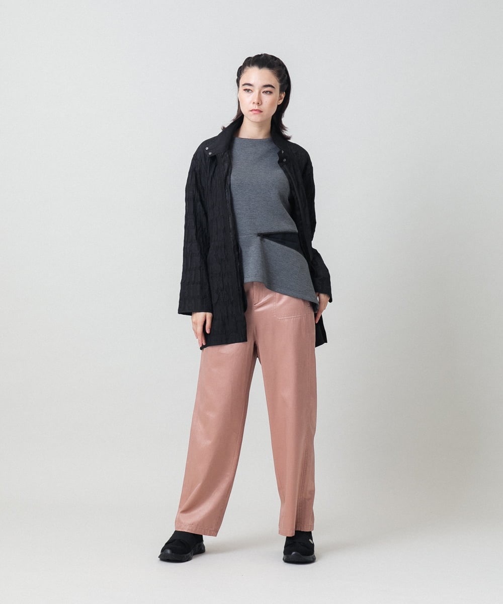 RSJLD01660 TRUNK HIROKO KOSHINO(ヒロココシノ) ロゴアクセントショートコート/日本製/洗える レッド