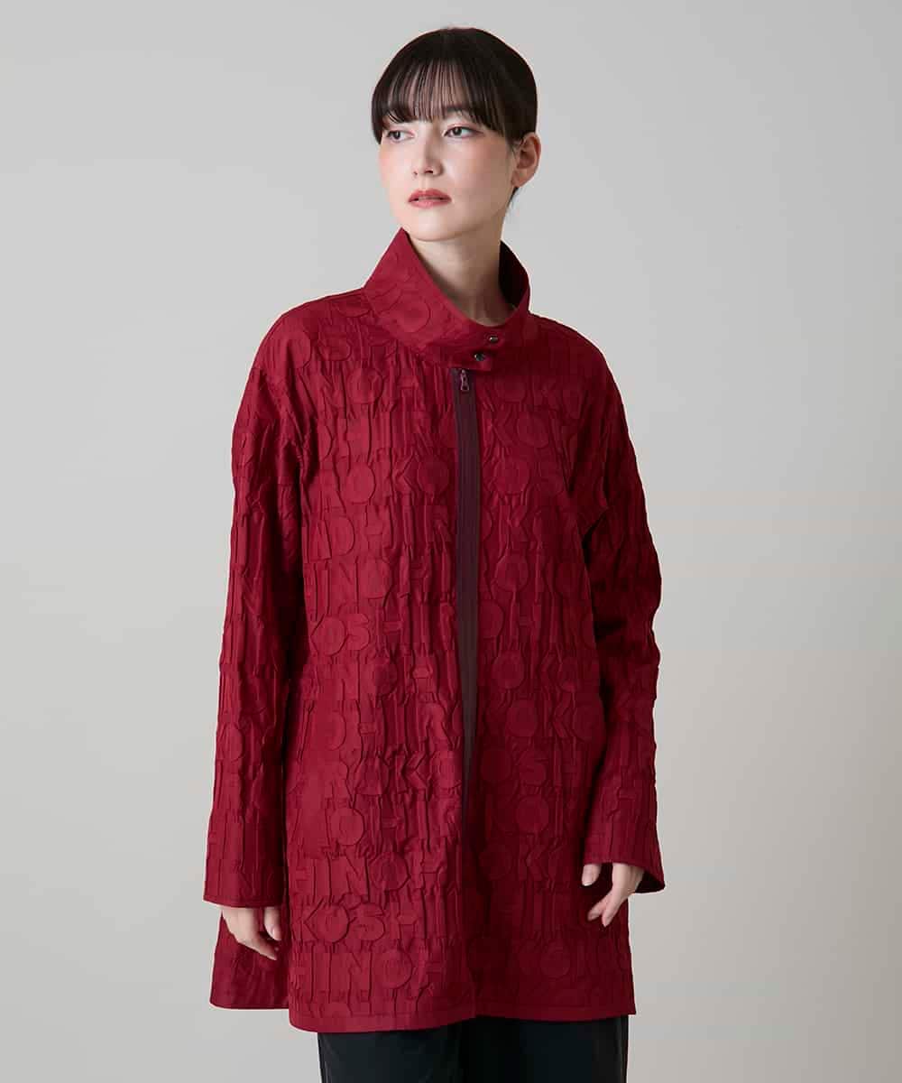 RSJLD01660 TRUNK HIROKO KOSHINO(ヒロココシノ) ロゴアクセントショートコート/日本製/洗える レッド