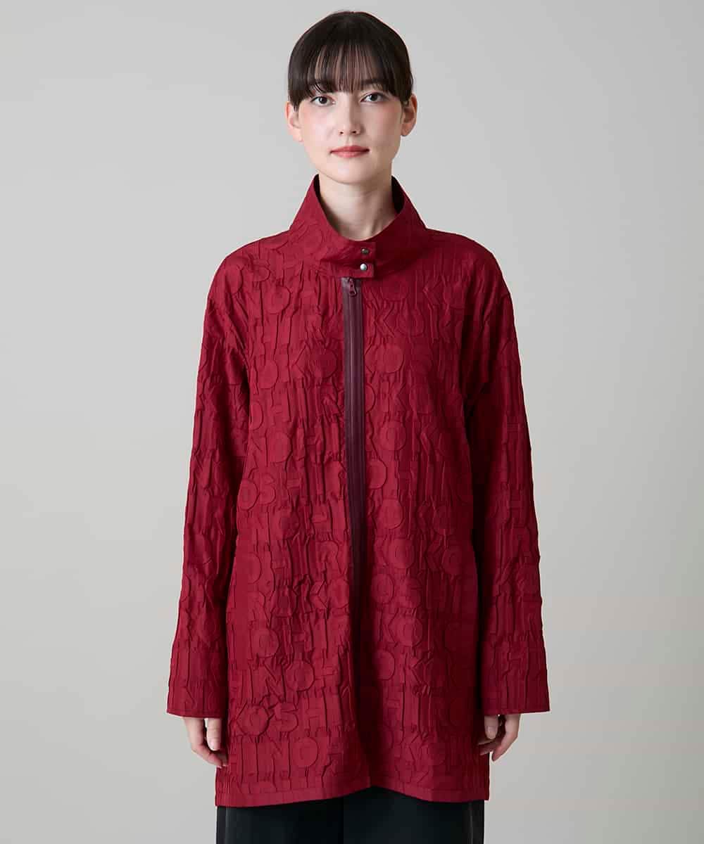 RSJLD01660 TRUNK HIROKO KOSHINO(ヒロココシノ) ロゴアクセントショートコート/日本製/洗える レッド