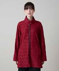 RSJLD01660 TRUNK HIROKO KOSHINO(ヒロココシノ) ロゴアクセントショートコート/日本製/洗える レッド