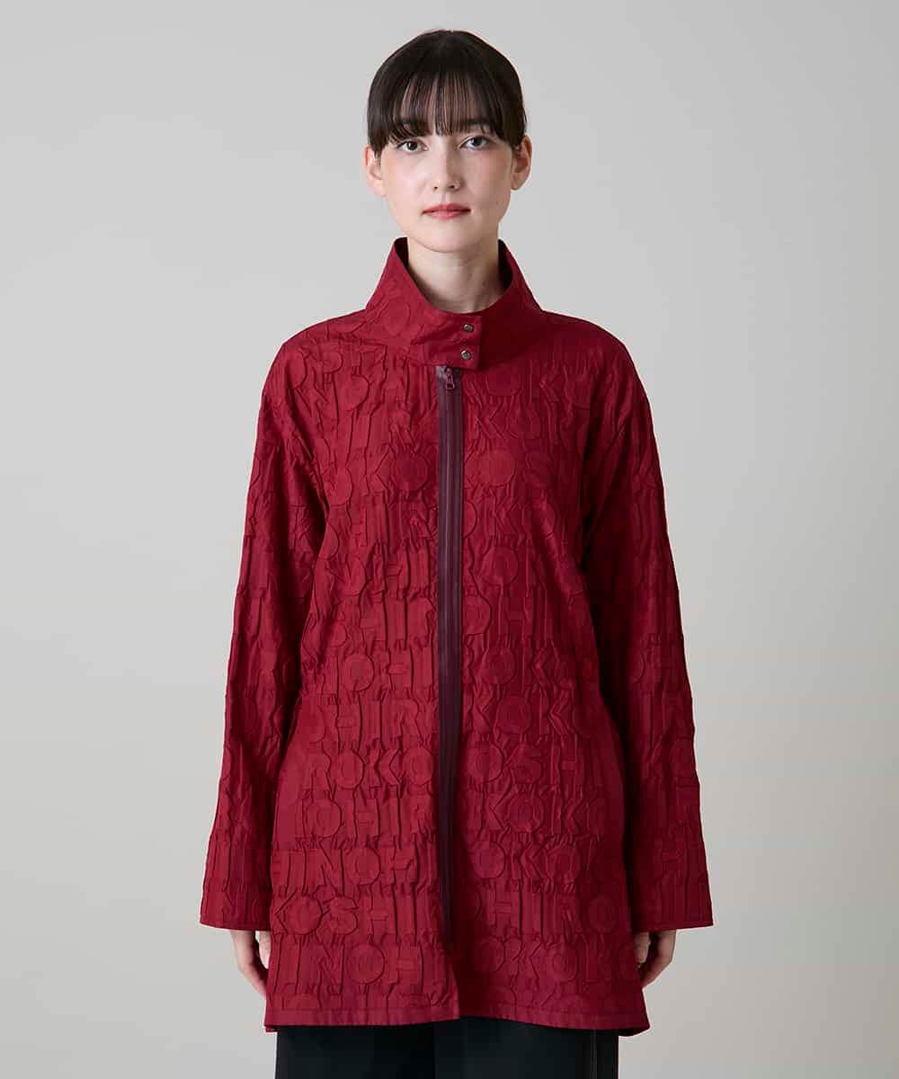RSJLD01660 TRUNK HIROKO KOSHINO(ヒロココシノ) ロゴアクセントショートコート/日本製/洗える レッド