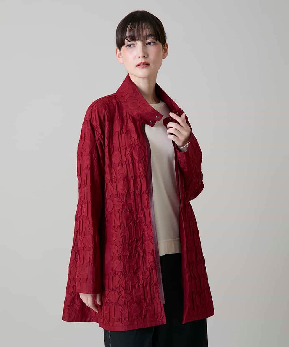 RSJLD01660 TRUNK HIROKO KOSHINO(ヒロココシノ) ロゴアクセントショートコート/日本製/洗える レッド