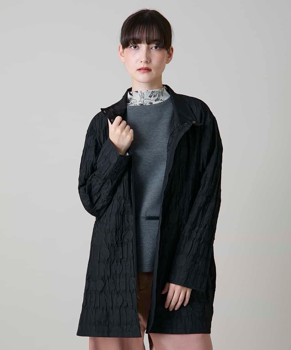 RSJLD01660 TRUNK HIROKO KOSHINO(ヒロココシノ) ロゴアクセントショートコート/日本製/洗える ブラック