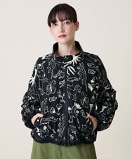 RSJLD03630 TRUNK HIROKO KOSHINO(ヒロココシノ) アニマル柄プリントブルゾン/洗える ブラック