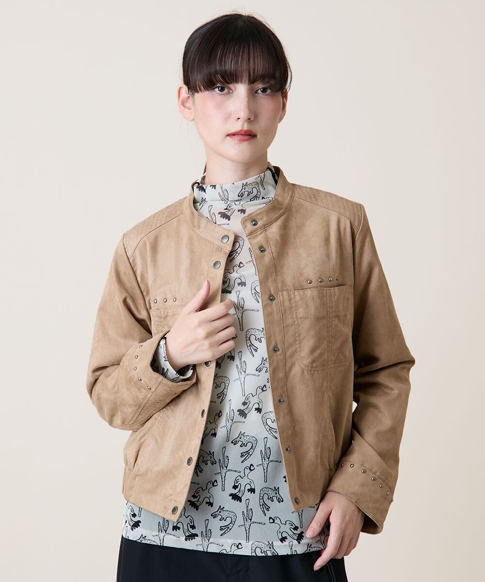 RSJLD05590 TRUNK HIROKO KOSHINO(ヒロココシノ) スタッズアクセントスエードブルゾン/洗える ベージュ