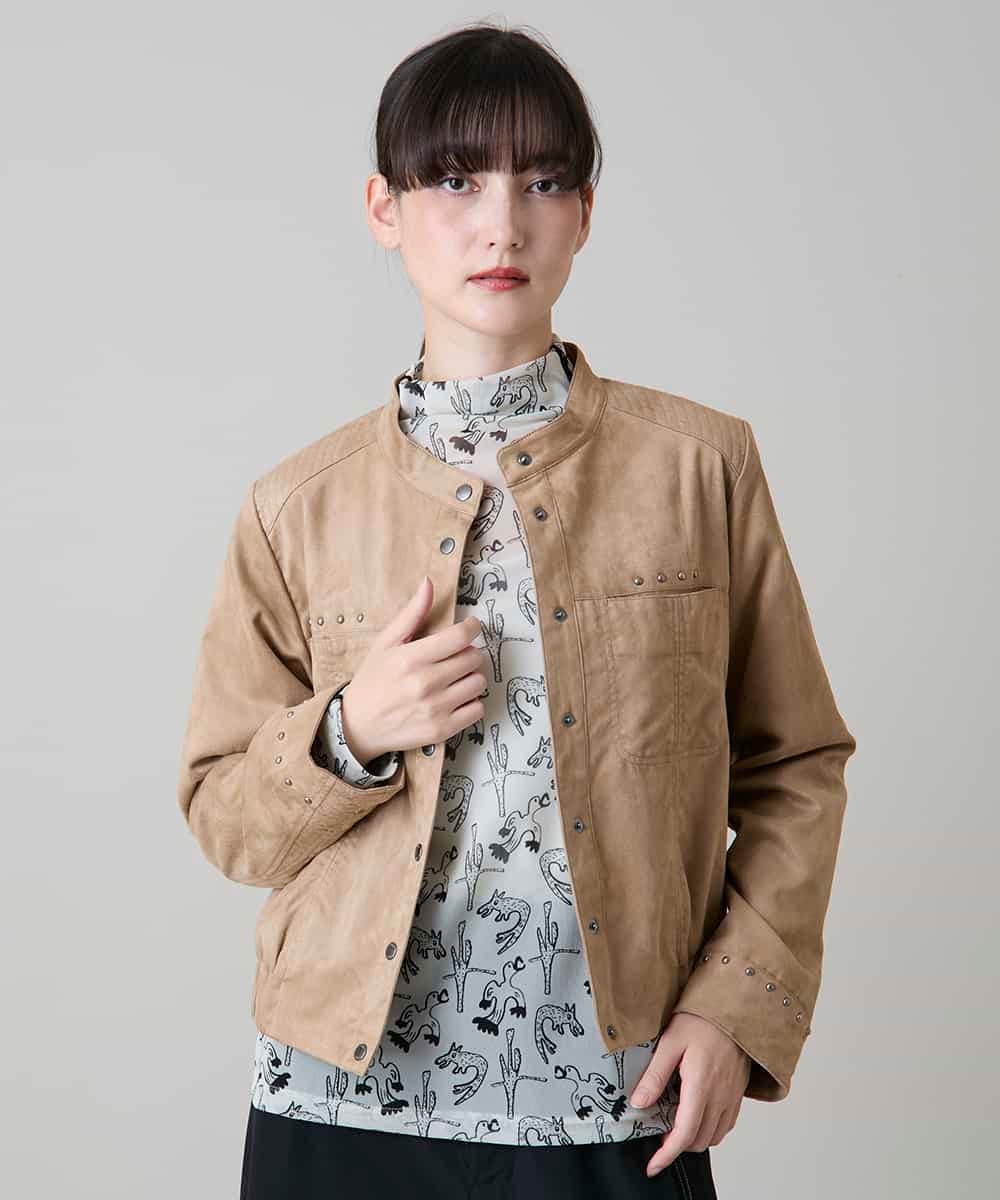 RSJLD05590 TRUNK HIROKO KOSHINO(ヒロココシノ) スタッズアクセントスエードブルゾン/洗える ベージュ