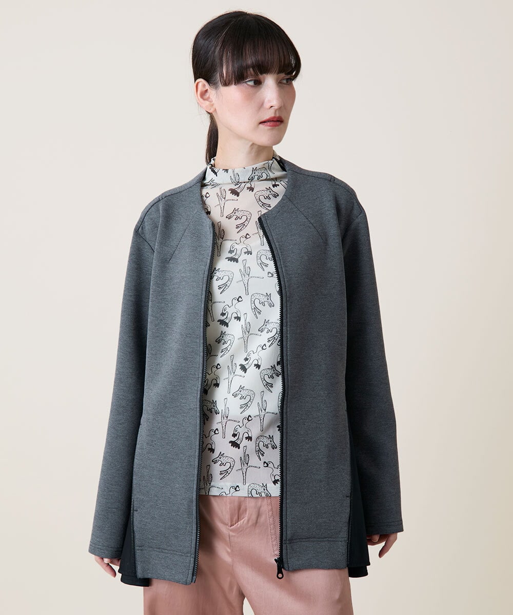 RSJLD10580 TRUNK HIROKO KOSHINO(ヒロココシノ) フォルムチェンジロングブルゾン/洗える グレー
