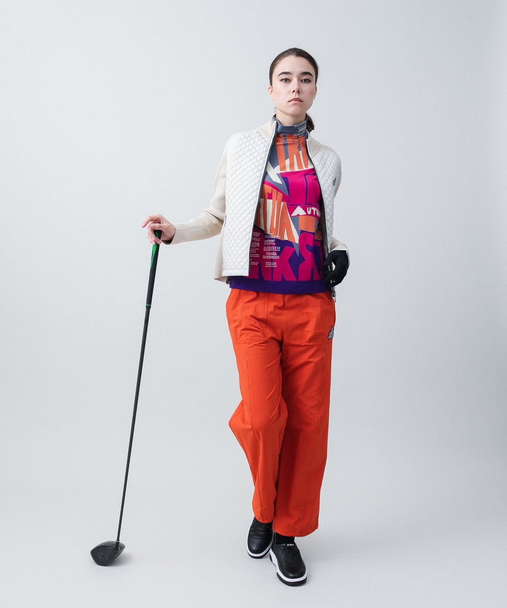 RSKAC34390 TRUNK HIROKO KOSHINO(ヒロココシノ) 【ゴルフウエア】グラフィックプリントハイネックトップス/日本製/洗える レッド