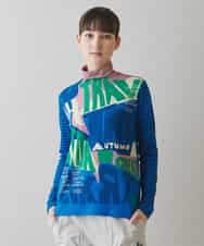 RSKAC34390 TRUNK HIROKO KOSHINO(ヒロココシノ) 【ゴルフウエア】グラフィックプリントハイネックトップス/日本製/洗える ブルー
