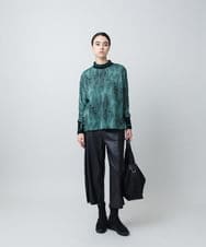 RSKAD16360 TRUNK HIROKO KOSHINO(ヒロココシノ) ボーダーラメジャカードニットプルオーバー/日本製/洗える グリーン