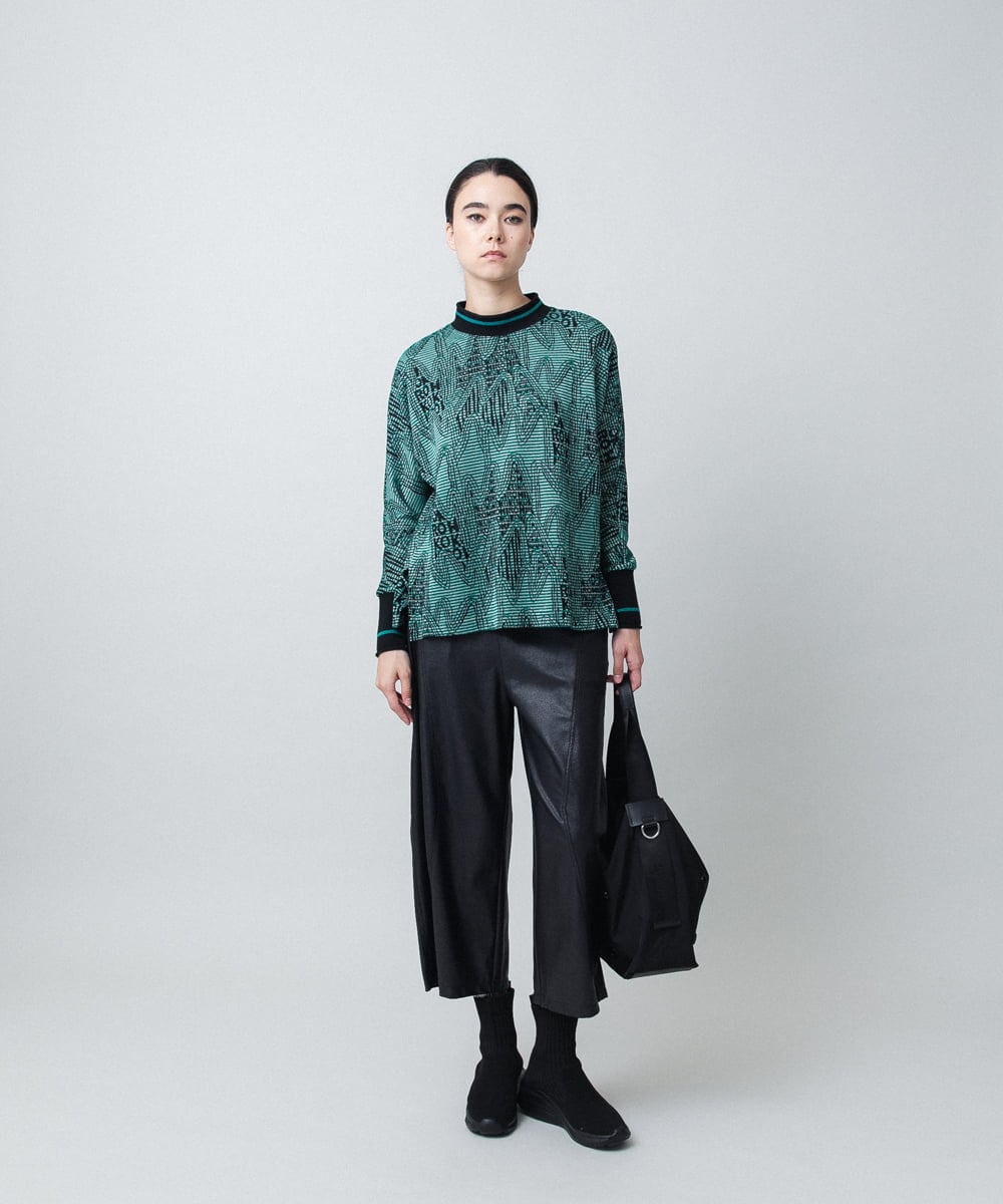 RSKAD16360 TRUNK HIROKO KOSHINO(ヒロココシノ) ボーダーラメジャカードニットプルオーバー/日本製/洗える グリーン