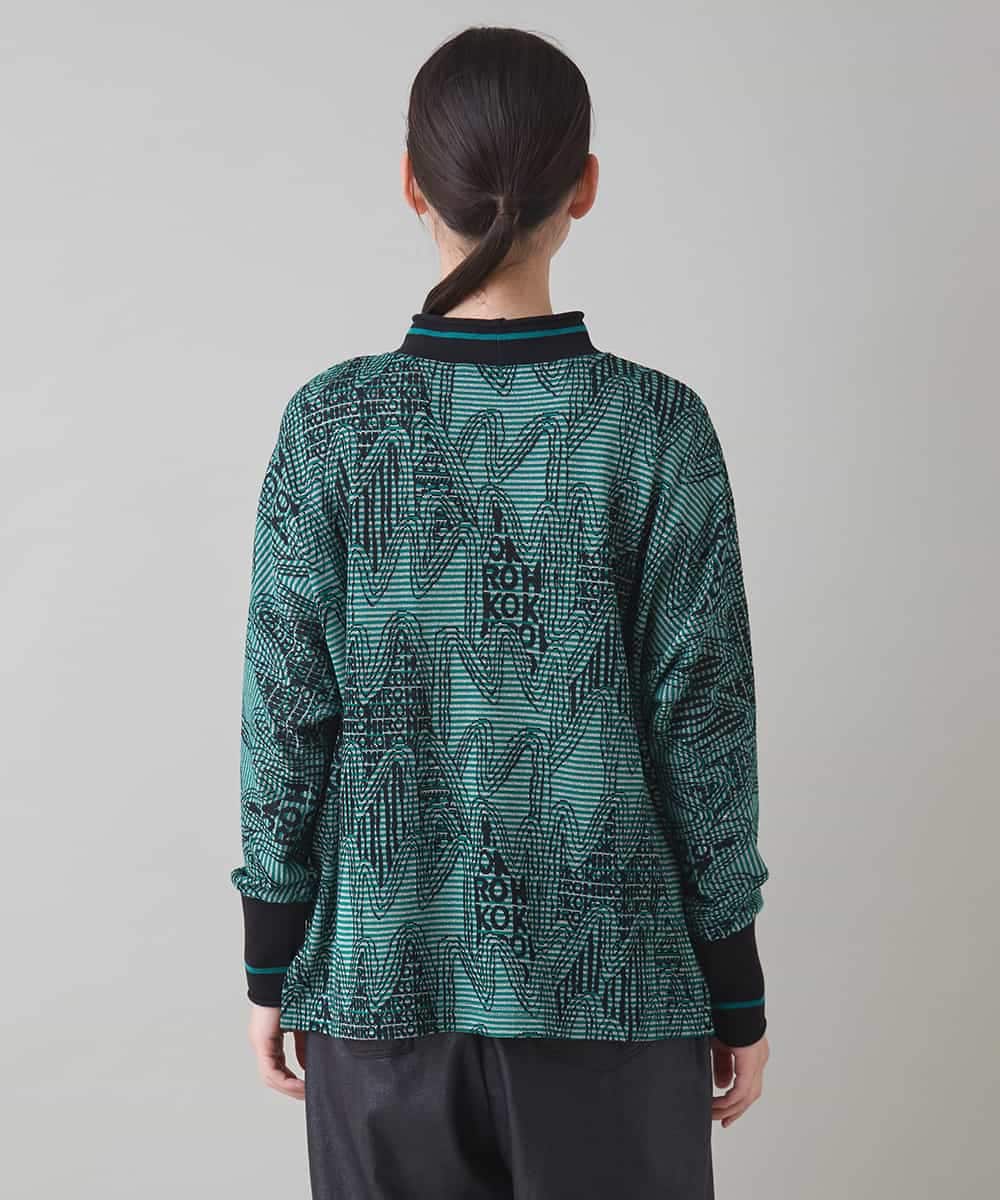 RSKAD16360 TRUNK HIROKO KOSHINO(ヒロココシノ) ボーダーラメジャカードニットプルオーバー/日本製/洗える グリーン