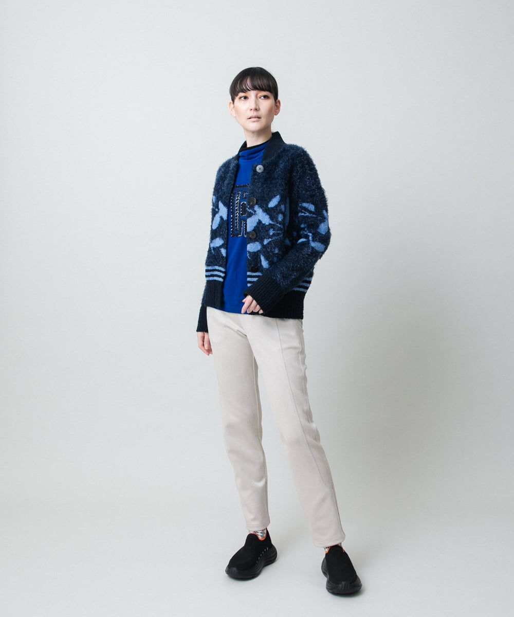 RSKAE07330 TRUNK HIROKO KOSHINO(ヒロココシノ) カットワーク刺繍ウォームカットソー/日本製/洗える ブルー