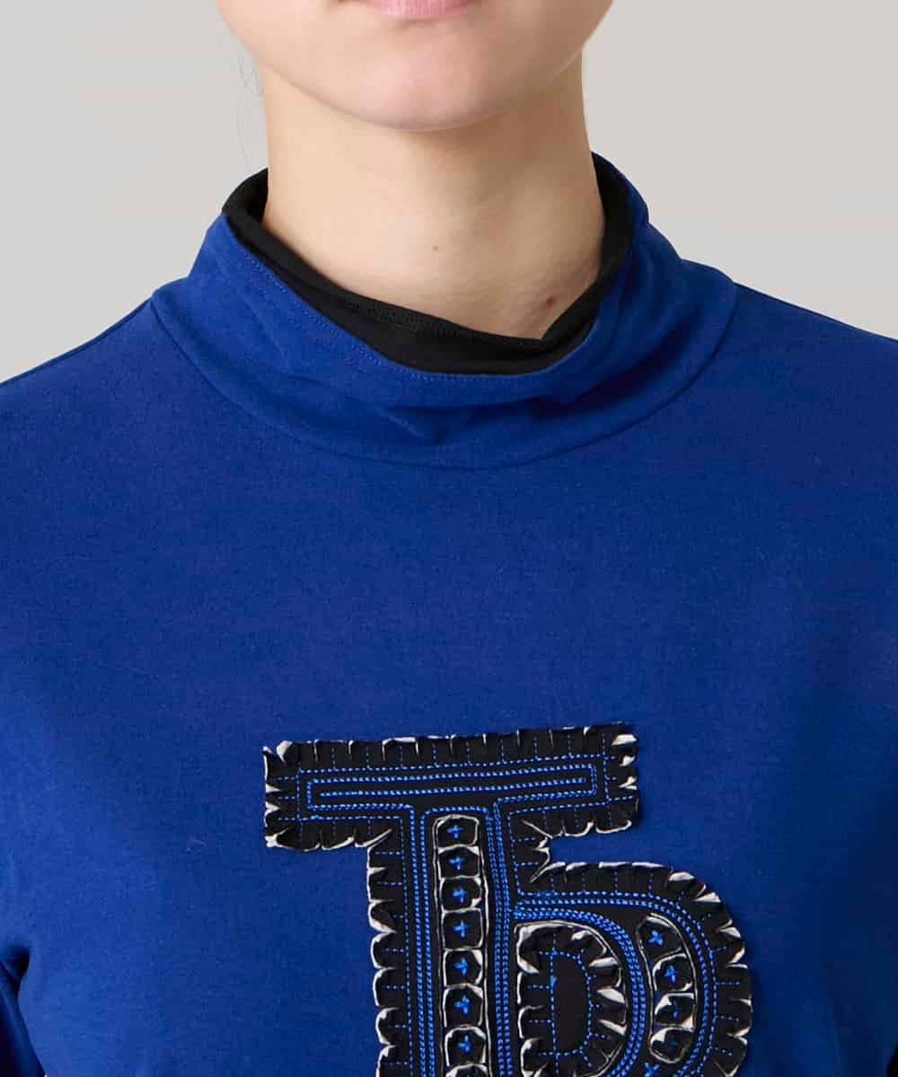 RSKAE07330 TRUNK HIROKO KOSHINO(ヒロココシノ) カットワーク刺繍ウォームカットソー/日本製/洗える ブルー