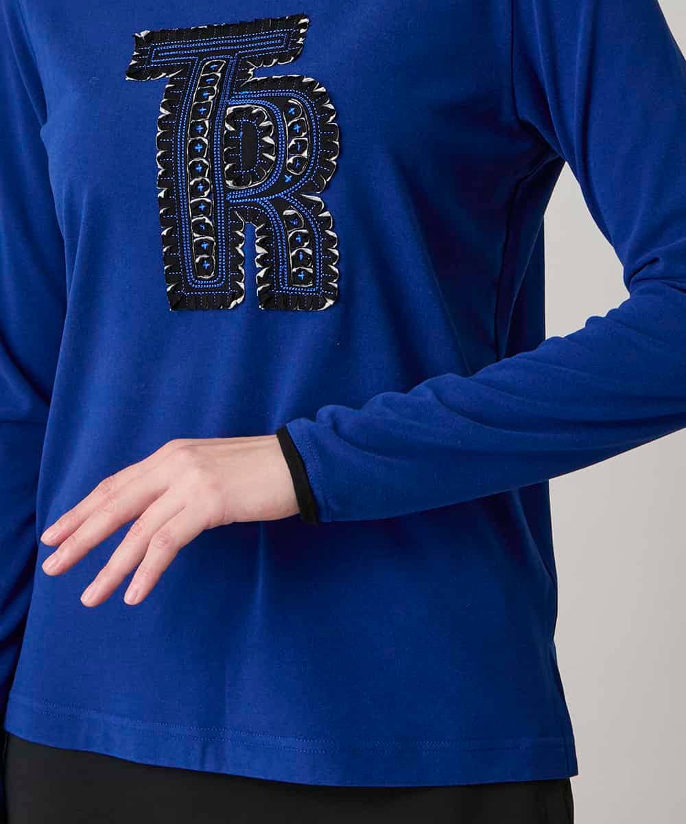 RSKAE07330 TRUNK HIROKO KOSHINO(ヒロココシノ) カットワーク刺繍ウォームカットソー/日本製/洗える ブルー