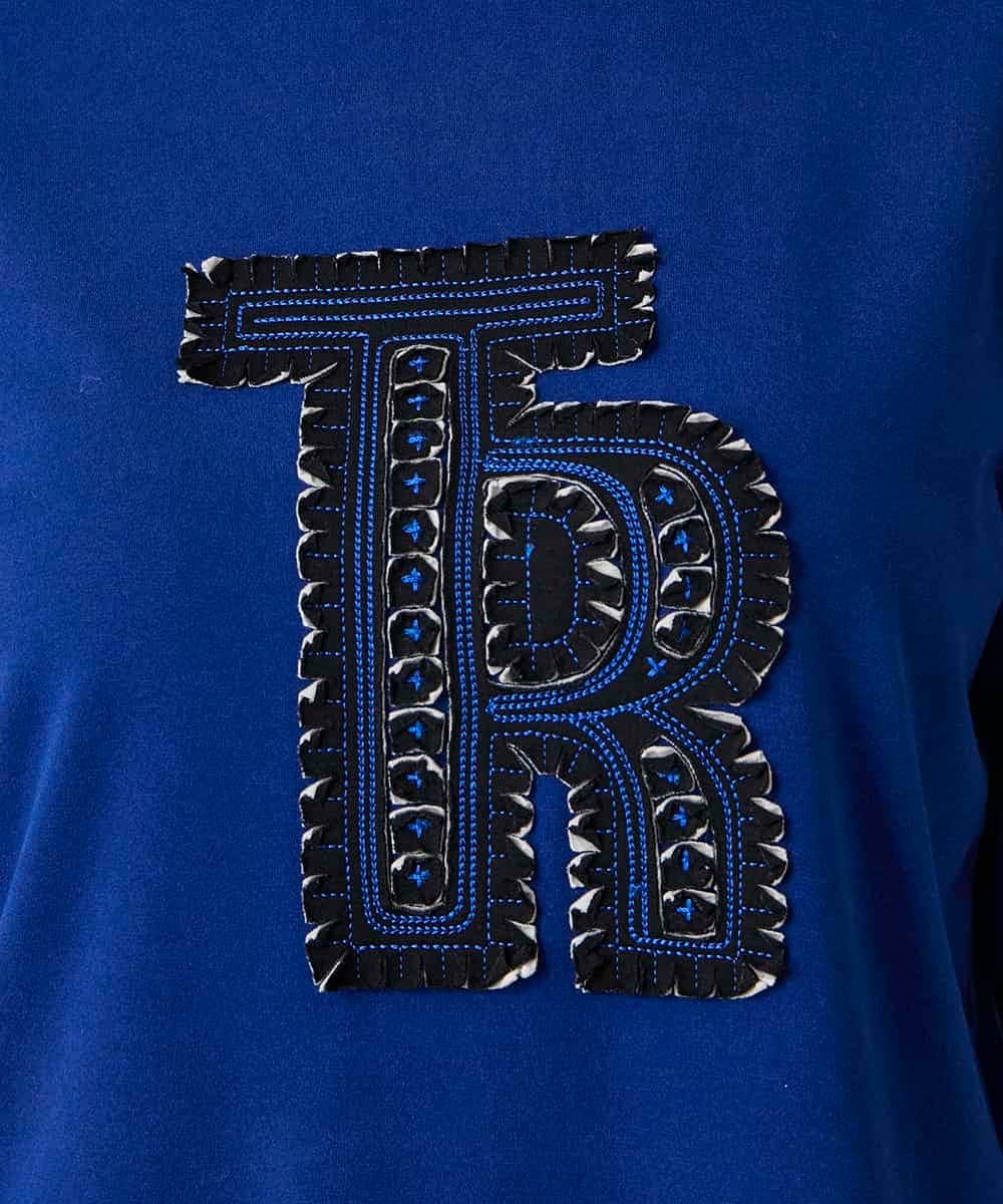 RSKAE07330 TRUNK HIROKO KOSHINO(ヒロココシノ) カットワーク刺繍ウォームカットソー/日本製/洗える ブルー